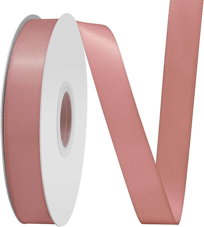 Dusty Pink Satin Ribbon 3/4" X 50 Yards Solid Color Double Faced Ribbons Perfect for Crafts Wedding Decor Bow Making Arts Sewing and More
