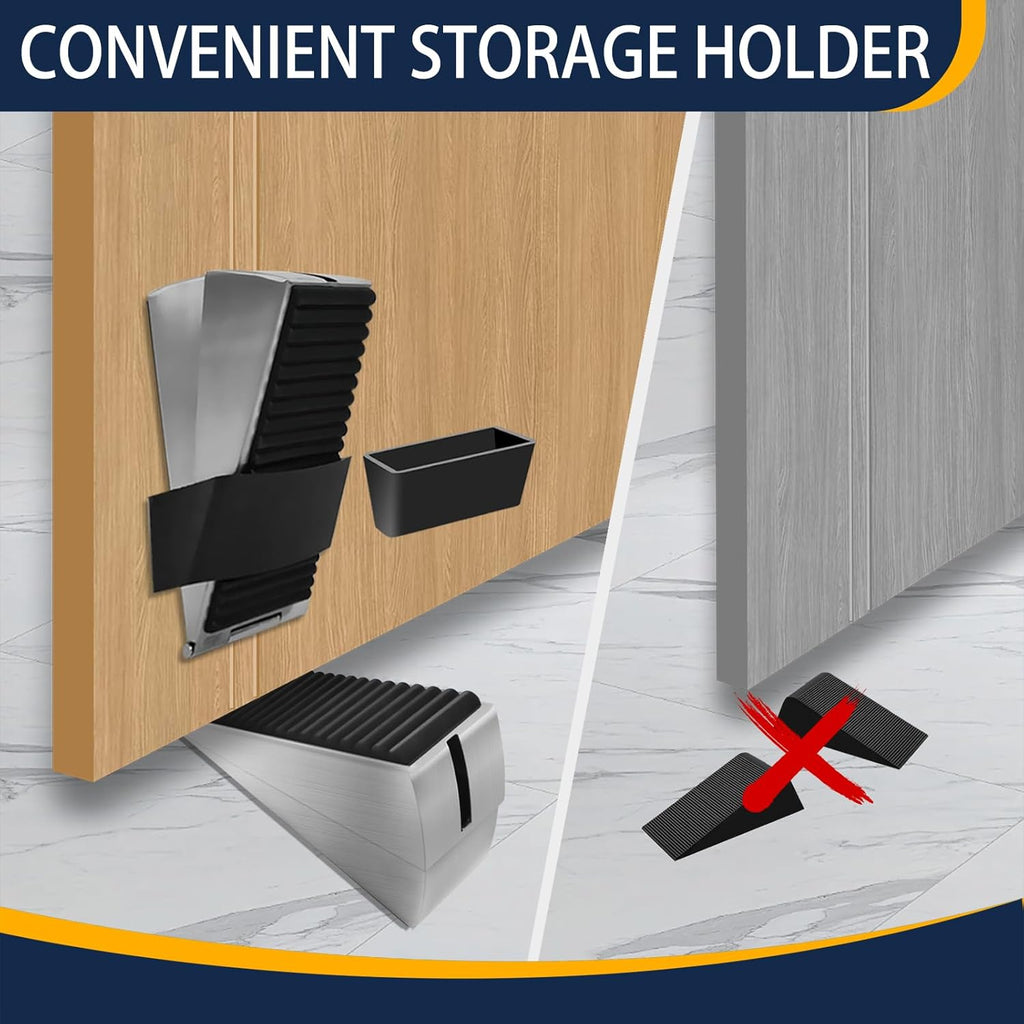 Heavy Duty Door Stopper Adjustable Spring Large Stoppers Wedge, Tall up to 3 Inches Doorstop Stainless steels Made Suits Any Heavy Doors (2 Pack Silver-Adjustable)