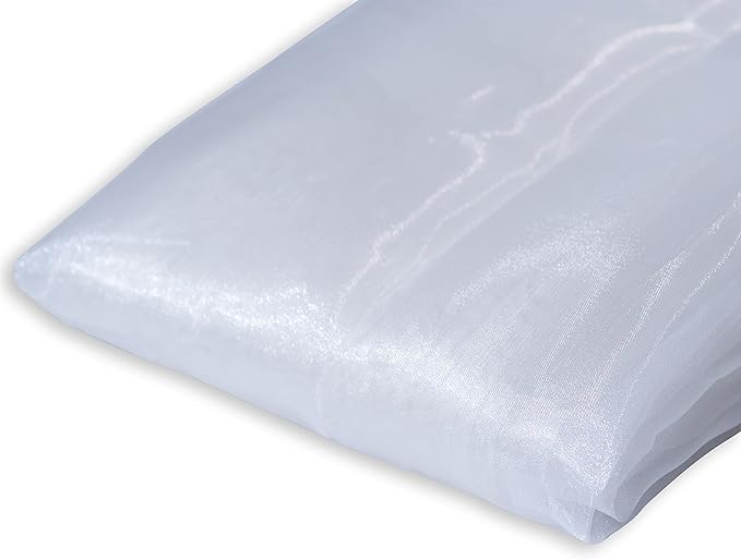 Fynite White Organza Fabric by The Yard | 1 Yard Long | 44" Wide | Bridal Soft Sheer Organza Tulle for DIY Wedding Dress Fashion Craft Decorations