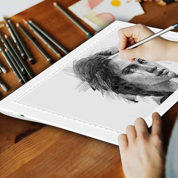 A4 Rechargeable LED Tracing Light Box with Carry Bag, ELICE Wireless Battery Powered Light Pad Artcraft Lightpad Cordless Light Board for Diamond Painting Drawing Sketching Weeding Vinyl (White)