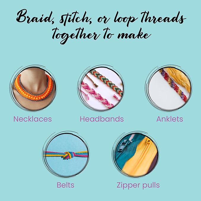 Loopdedoo 18 Refill Skeins for Loopdedoo Bracelet Craft Kit - Suitable for Ages 8 & Up - 100% Cotton Embroidery & Cross Stitch Threads - Threads for Bracelet Making Kit