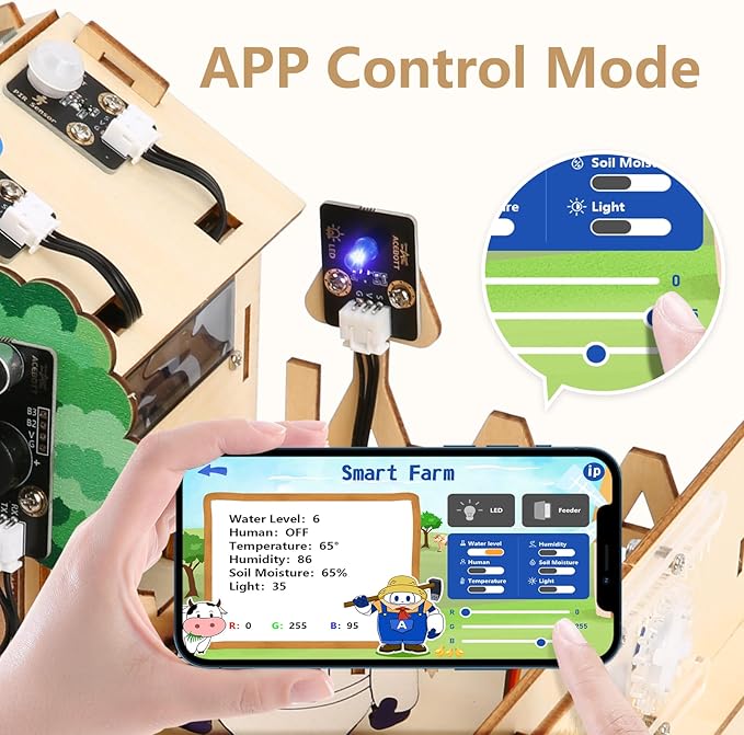 STEM Kit for Kids Age 12+, ACEBOTT ESP32 Smart Farm STEM Kit Compatible with Arduino & Scratch, Build IoT Greenhouse, Automatic Watering & Pet Feeder, DIY Coding Project Gift for Teens & Adults
