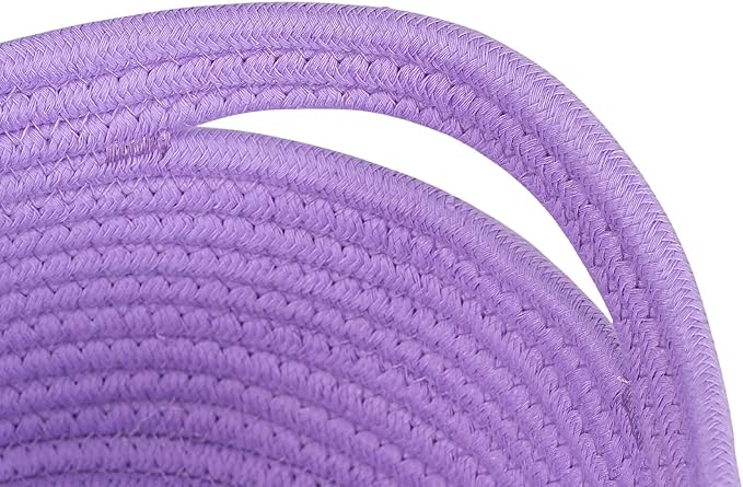 Baskets Bins for Shelf Storage Organizing/Cute Basket to Store and Organize Household Items/Woven Rope Basket for Living Room, Bedroom,Playroom,3 Packs Purple Basket