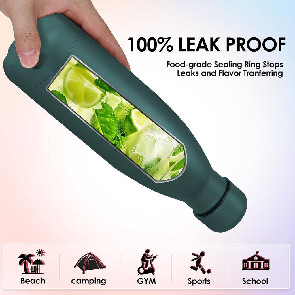 25oz Cola-Bottle Shaped Stainless Steel Leak-proof Water Bottle,Double Wall Vacuum Insulated Metal,Travel Mug For Sports Indoors & Outdoors,BPA-Free Kids Flasks,Army Green(1 Pack)