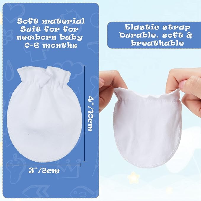 Syhood 6 Pairs Newborn Baby Mittens Cotton No Scratch Infant Gloves Mitten for Baby 0-6 Months Boys Girls