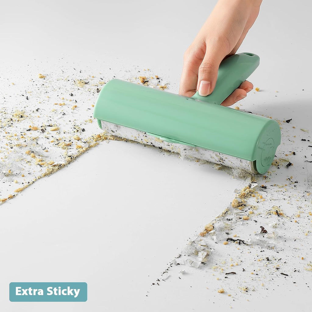 Large Lint Roller with Refills for Pet Hair Removal Extra Sticky 6.3 inch Wide Surface Lint Roller with Cover for Clothes Couch Furniture (Total 5 Sticky Rolls)