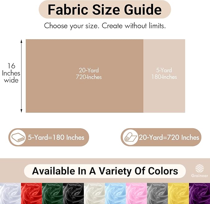 White Crystal Organza Fabric – 16" x 5 Yards Lightweight Sheer Tulle for Bows, Tutus, Table Runners, Gift Wrapping, Crafts & DIY Sewing (Folded Package)