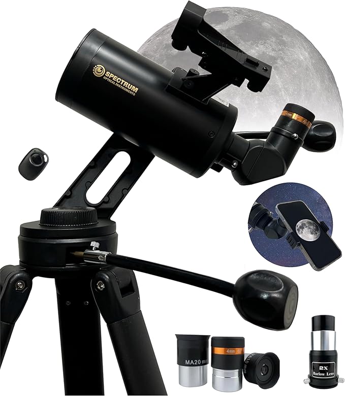 SpectrumOI TourStar Pro 70 AZ Maksutov Telescope for Adults High Powered, Premium Maksutov AZ 70mm Aperture 750mm Focal Length with Aspherical Eyepiece