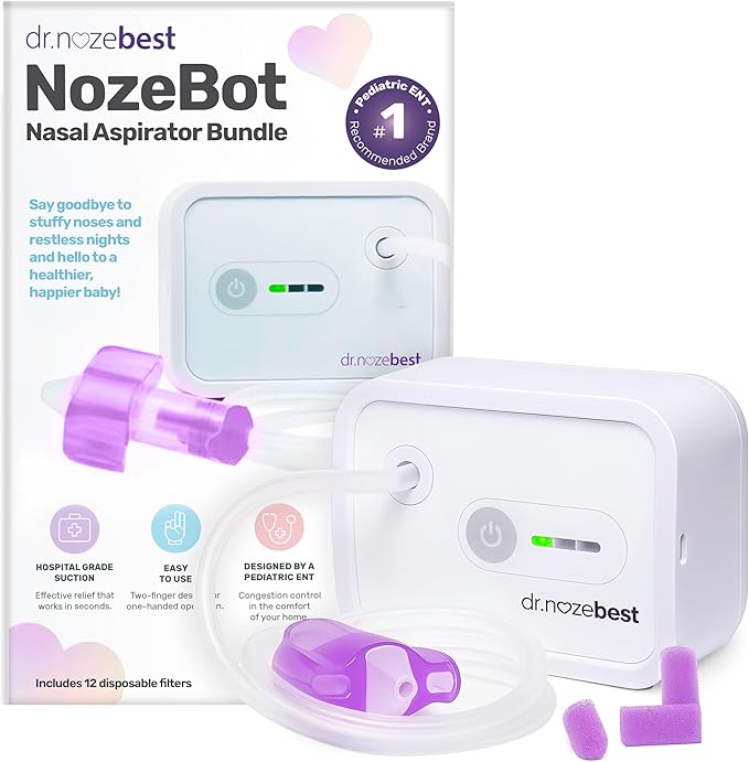 Dr. Noze Best - NozeBot | Electric Baby Nasal Aspirator | Hospital Grade Suction | Nose Sucker and Nasal Vacuum | Safe for Infants and Toddlers (Mild to Severe Congestion - The Original NozeBot)