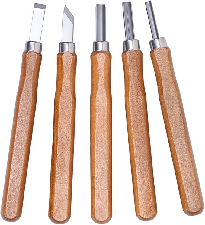 UCEC 5 Pack Linocut Wood Carving Tools Set Linoleum Hand Wood Carving Kit Whittling Knives V-chisel Angled Gouge Half Round Woodcarving Tools Set Whittling Kit for Linocut Printmaking Supplies Gift