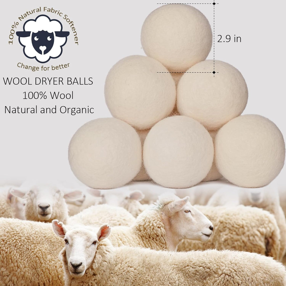 12 Pack Wool Dryer Balls XL Reusable Laundry Balls for Dryer Natural Fabric Softener Ball with 1 Storage Bags Reduce Wrinkles and Decrease Drying Time