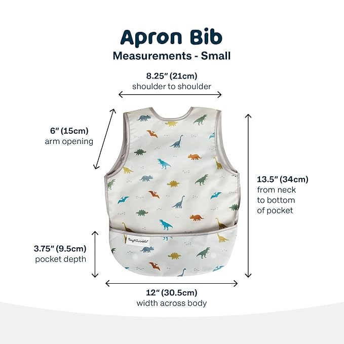 Tiny Twinkle Mess Proof Baby Bib - Waterproof & Lightweight Baby-Led Weaning Apron | 100% Recycled Polyester, Easy Clean & Machine Washable (Peace, Small 6-24 Months)