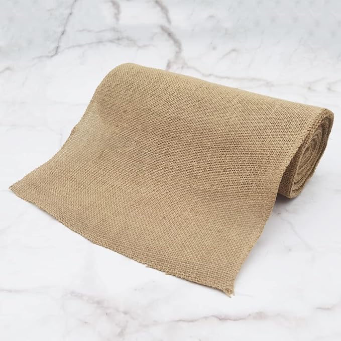INSPIRELLE 12" Natural Burlap Fabric Roll 10 Yards Jute Ribbon for Gift Wrapping Craft Projects Wedding Decoration Home Decoration 30CM
