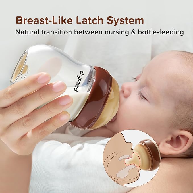 Thyseed Glass Natural Anti-Colic Baby Bottles | Newborn Breast Like Nursing Bottle for Breastfed Babies with Nipple(3-7 Months),8oz,1pack