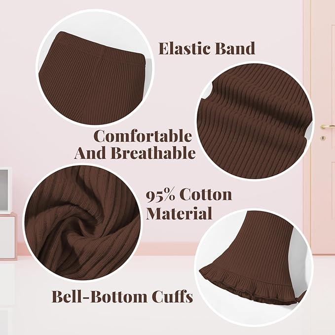 Neutocd Toddler Baby Girl 2-Pack Pants Bell Bottom Infant Baby Girl Solid Ribbed Cotton Leggings