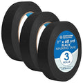 Spartan Industrial - 1" X 60 yd Black Masking Tape - 3 Color Tape Rolls for Arts and Crafts, Painting, and More - No Residue, 5.5 Mil