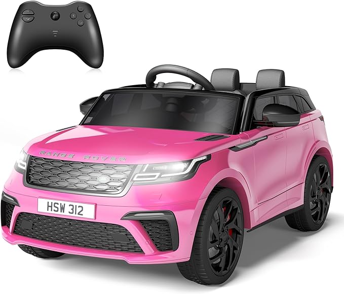 Hetoy Kids Ride On Car with Remote, Licensed Land Rover Kids Electric Car, Ride On Toys for Kids 3-8 with Mp3 Player, Rocking, Pull Rod, Pink
