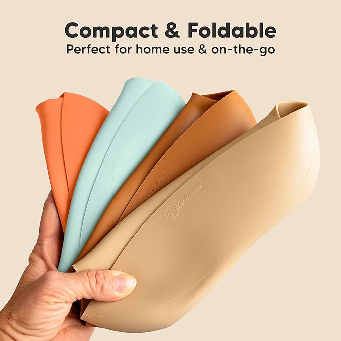 KeaBabies 2-Pack Silicone Baby Bibs for Eating - Sturdy Food-Grade Silicone Bibs for Babies Girl, Boy, Large Food Catcher, Clean & Put On Easily, Waterproof Toddler Feeding Essentials (Amaze)