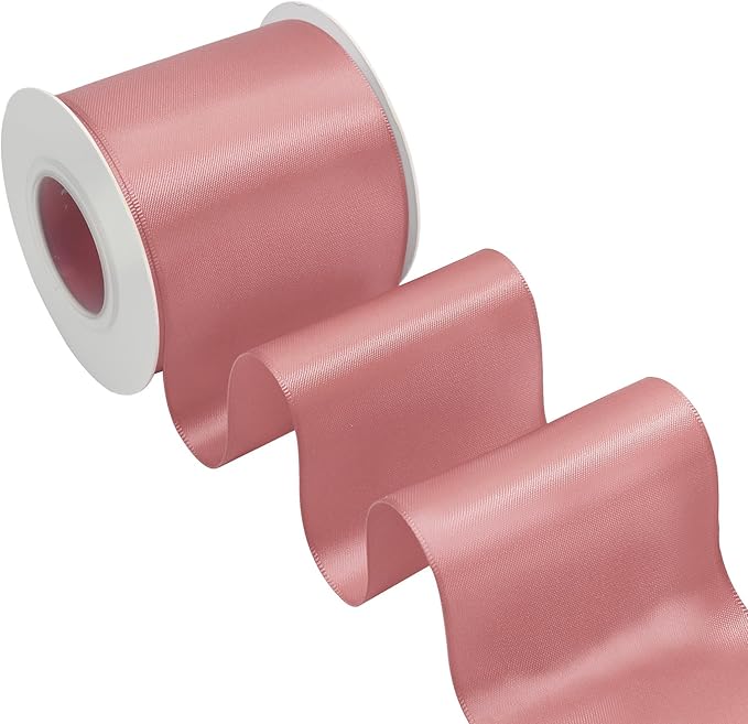 Dusty Pink Satin Ribbon 3 Inch X 15 Yards Solid Color Double Faced Ribbons Perfect for Crafts Wedding Decor Bow Making Arts Sewing and More