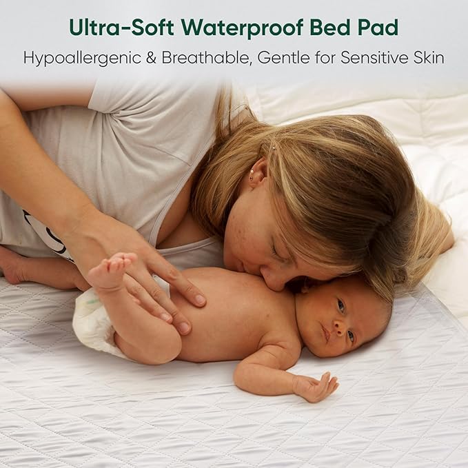 Bed Pads Washable Waterproof, Queen (60" x 36", Pack of 1) Incontinence Bed Pads & Pee Pads, Perfect for Kids, Adults and Elderly