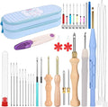 35Pcs Punch Needle Kit Adult Beginner, Adjustable Punch Needle Tool with Different Size Needles & Storage Case, Wooden Handle Embroidery Pen Set for Decoration, Gifts & DIY Craft Project