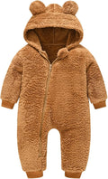 Baby Fleece Jumpsuits Infant Bear Ear Snowsuit Newborn Hooded Romper Warm Coat