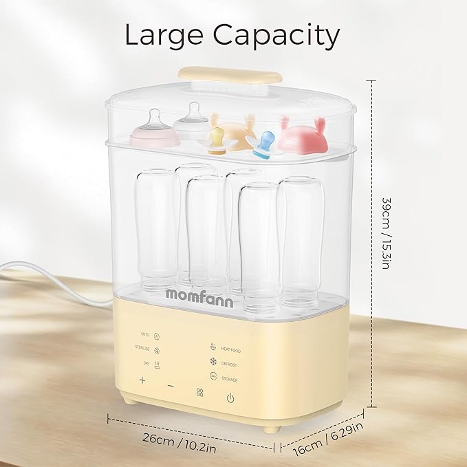 Bottle Sterilizer and Dryer, All-in-One Electric Steam Sterilizer Bottle Sanitizer for Baby Bottles, Pump Parts Accessories Newborn Essential Bottle Warmer for Breastmilk & Thaw (Yellow)