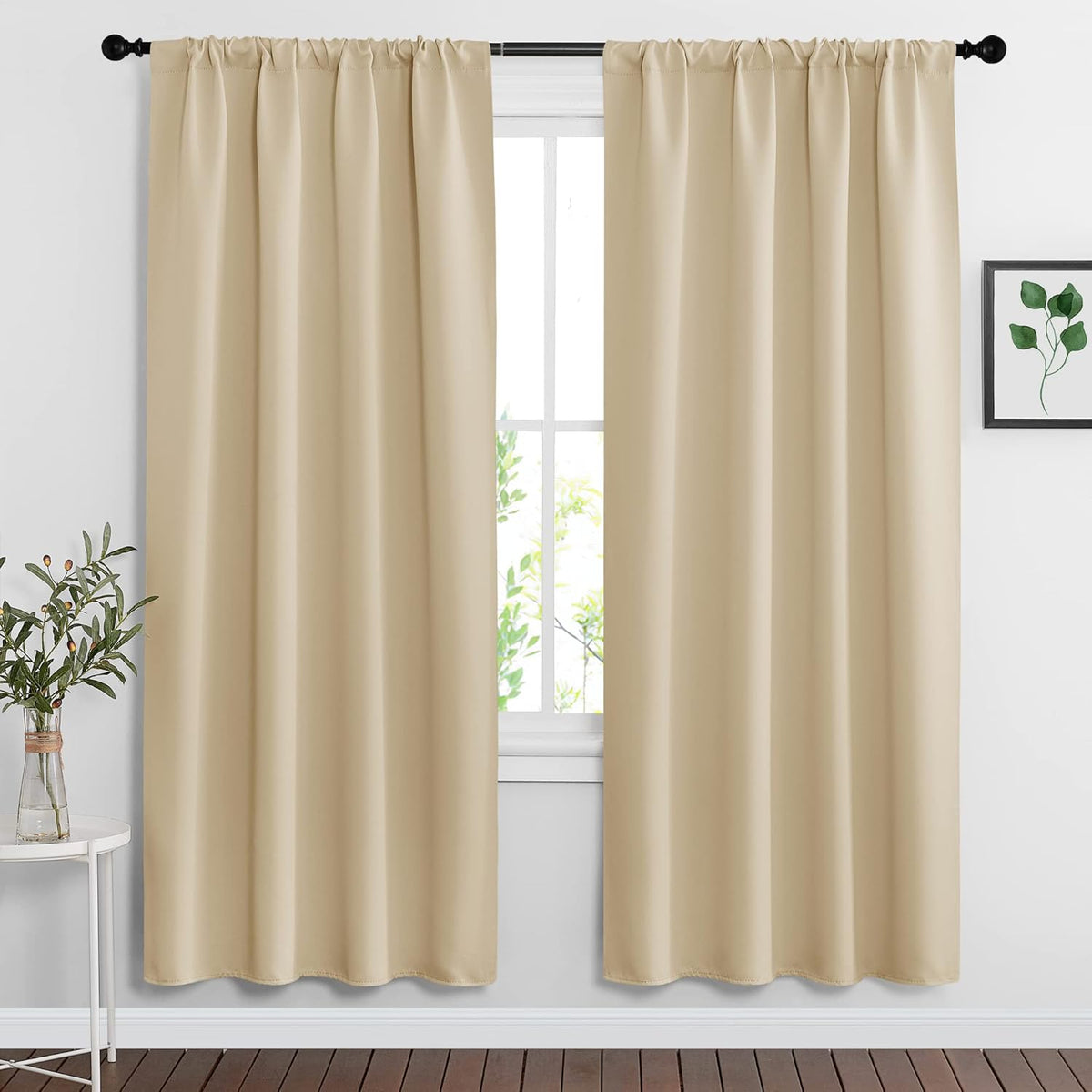 RYB HOME Blackout Curtains for Living Room, Large Window Shades for Bay Window Dining Parlor Bedroom Patio Door, Wide 62 x Long 72 inches, Biscotti Beige, 2 Panels