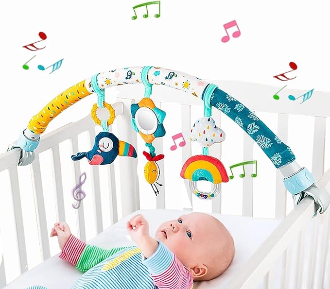 Pau1Hami1ton Baby Stroller Arch Toys, Car Seat Toys,Bouncer Toy Bar/Mobile for Bassinet,Adjustable Baby Hanging Toys Fit for Crib Bed,Stroller,Car Seat.S-19(Bee)