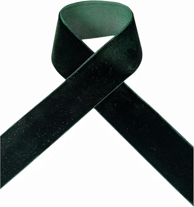 Hunter Green Velvet Ribbon, 1 1/2-Inch by 25-Yard Spool