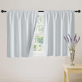 RYB HOME 100% Blackout White Short Curtains, Thermal Insulated Total Room Darkening Noise Reducing Curtains Tier for Cafe Kicthen Basement, 52 inches Wide by 36 inches Long