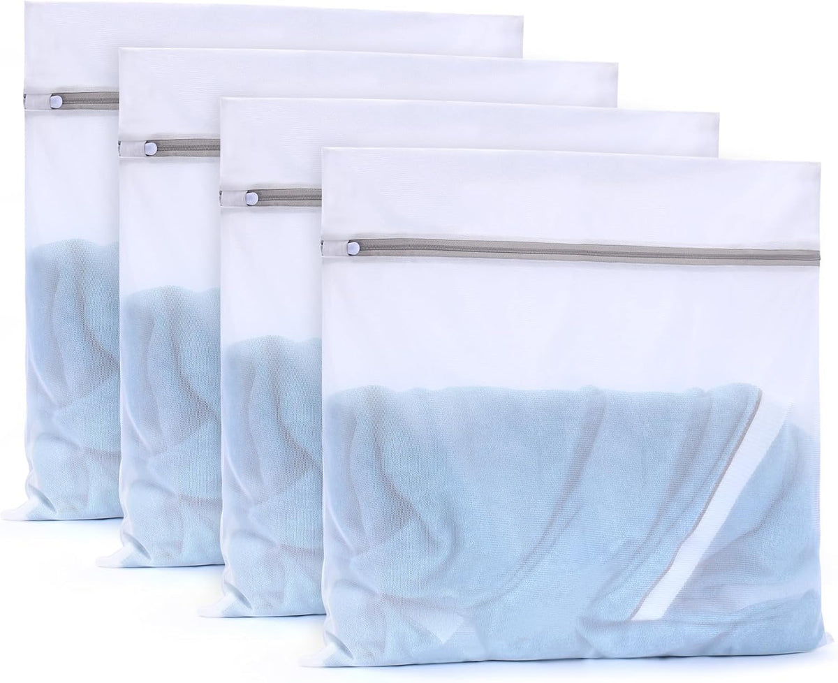Muchfun 4Pcs Durable Fine Mesh Laundry Bags for Delicates 24 x 24 Inches (4, XX-Large)