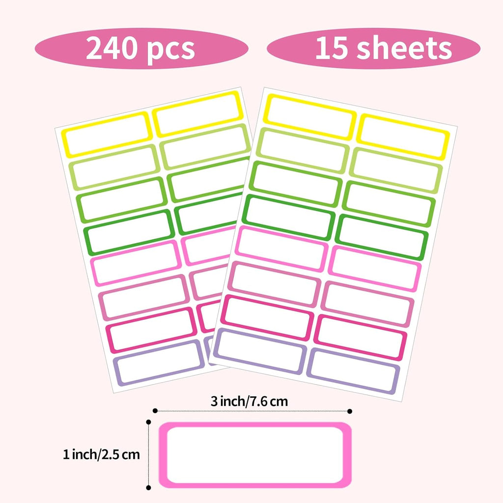 STARLIBOO Removable Labels, Removable Colored Labels Stickers,1x3 Inch Rectangular Stickers, Water/Oil/Tear Resistant for Food Containers/Classroom/Storage (8 Colors, 240 Labels)