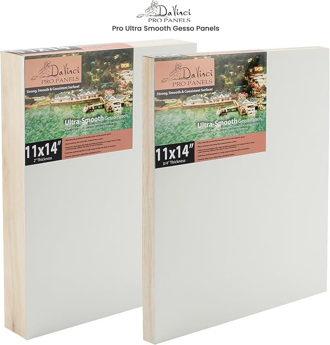 DaVinci Wood Panel Pro Ultra Smooth Gesso Panels 3/4 inch Panel (Single) 3x9 inch - 12 Pack