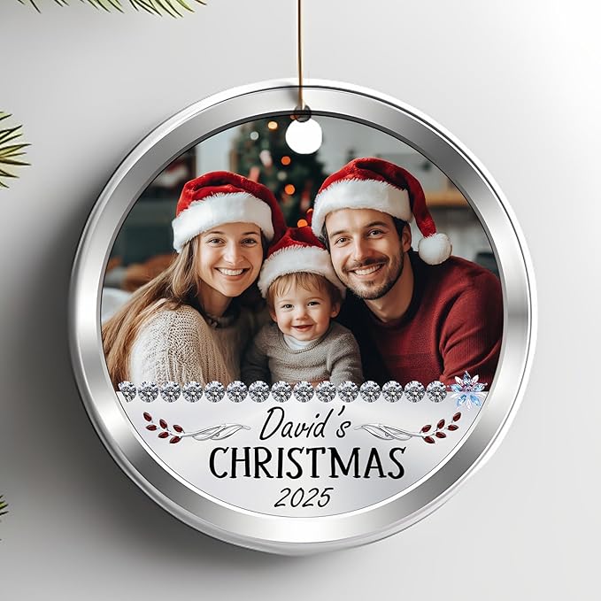 Personalized Baby’s First Christmas Photo Christmas Ornament 2025 - My First Holiday Keepsake - Custom Newborn Ornament - Sweet Gift for New Parents Mom Dad - Baby Holiday Memory Decoration