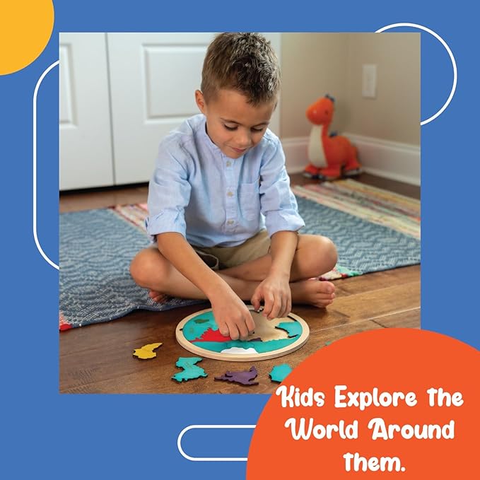 7 Continents & 5 Oceans of The Earth Wooden Jigsaw Puzzle for Kids | 21 Puzzle Pieces | Learning & Educational Toy Gift for Boys & Girls Ages 3 Years and Above