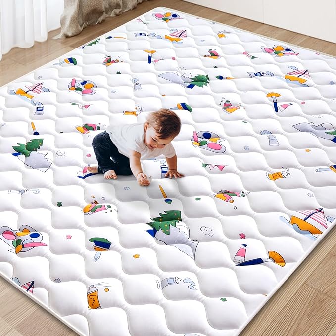 Baby Play Mat - 79" X 71",Premium Thicker Foam One-Piece Crawling Mat, Machine Washable, Extra Large Anti-Slip Activity Playmat for Babies, Toddlers & Infants