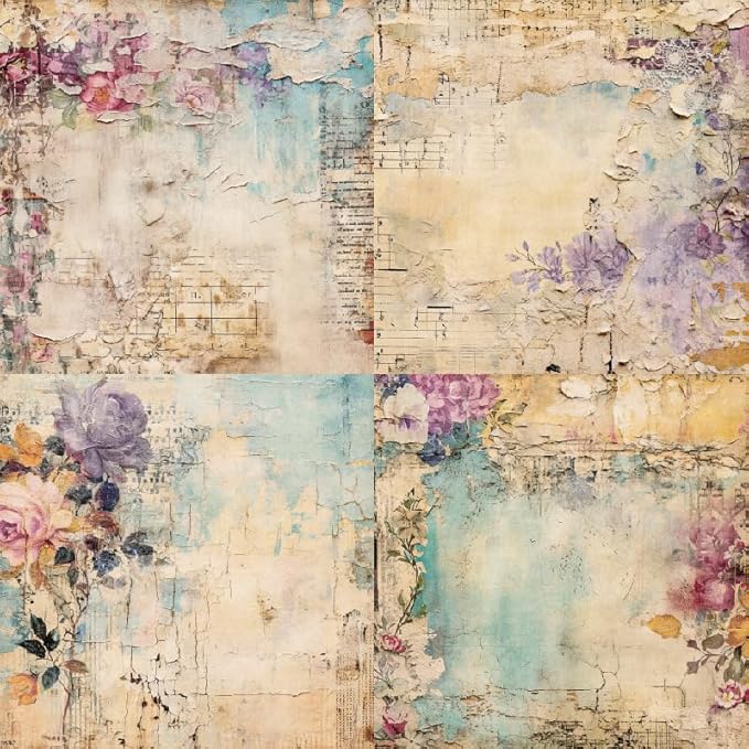 Vintage Floral Scrapbook Paper Pad Flower Patterned Paper 6×6,24 Sheets Single-Sided Scrapbooking CardStock Papers Pad for Holiday Cardmaking DIY Origami Journaling.