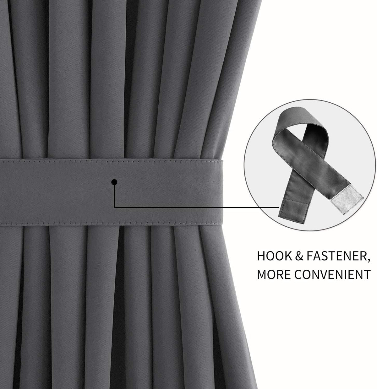 DWCN French Door Curtains – Rod Pocket Thermal Blackout Curtain for Doors with Glass Window, Kitchen and Patio Doors for Privacy, 25 X 40 Inch Length, 1 Curtain Panel with Tieback, Dark Grey