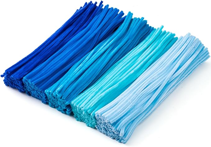 Caydo 500 Pieces Blue Pipe Cleaners, Chenille Stems, Pipe Cleaner Crafts for DIY Art and Craft Projects Creative Gift Party Decorations