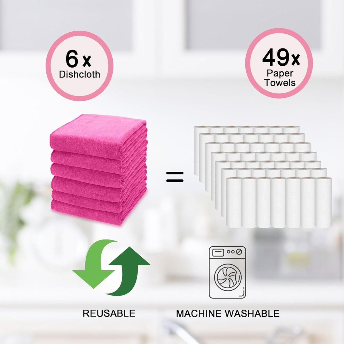 kimteny 13x28 Inches Kitchen Cloth Dish Towels, 400 GSM Premium Dishcloths, Super Absorbent Coral Velvet Microfiber Cleaning Cloths, Fast Drying Rags for Washing Dishes (6 Pack, Rose Red)
