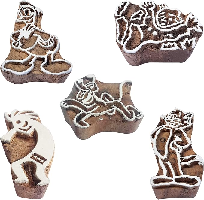 Royal Kraft Figure Wooden Printing Stamps (Set of 5) - DIY Henna Fabric Textile Paper Clay Pottery Blocks Htag2202