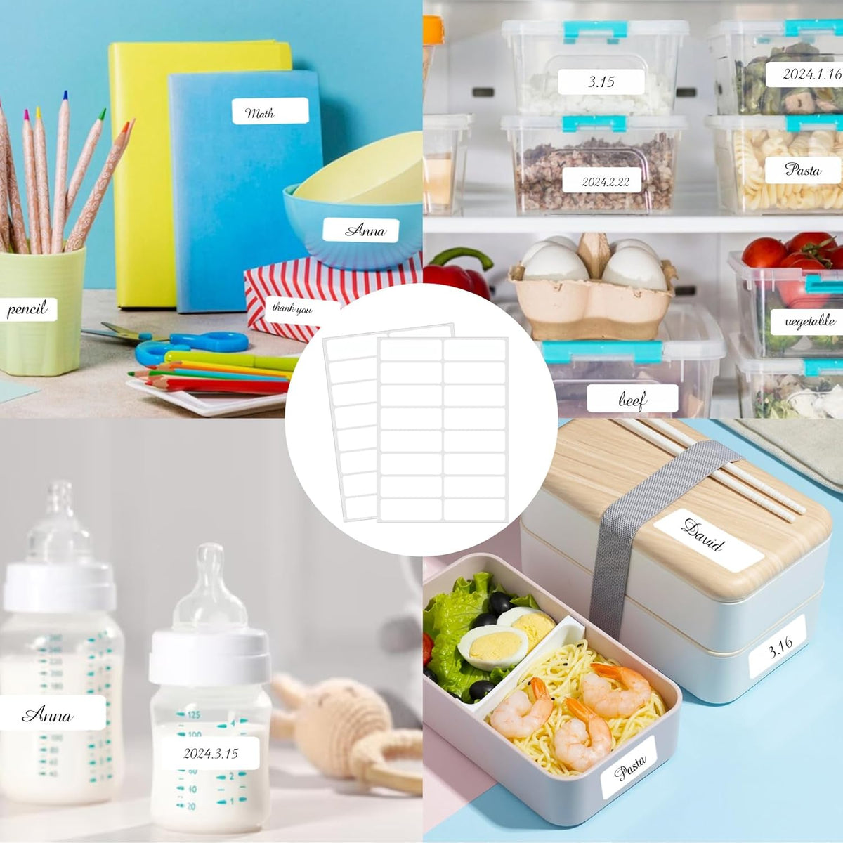 Blank Removable Labels, 1x3 Inch White Freezer Labels for Food Containers, Freezer Label to Write on/Waterproof/Easy Peel Off (240Pcs)