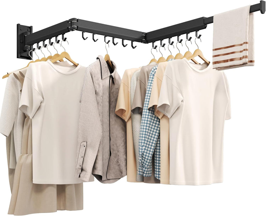 Wall Mounted Clothes Drying Rack, Collapsible Laundry Drying Rack, Retractable Foldable Drying Rack Clothing for Hanging Clothes