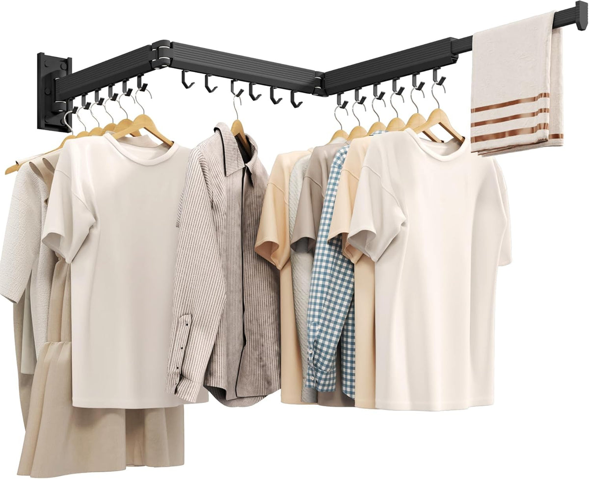 Wall Mounted Clothes Drying Rack, Collapsible Laundry Drying Rack, Retractable Foldable Drying Rack Clothing for Hanging Clothes