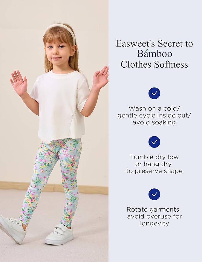 Toddler Girls Leggings 2-Pack Bamboo Viscose Little Girls Casual Stretch Pants
