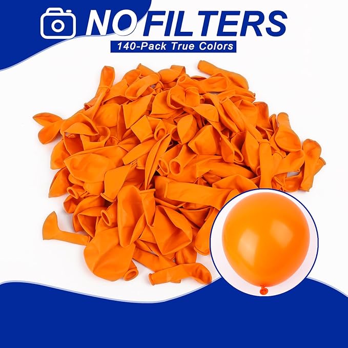 140pcs Orange Round Balloons Different Sizes 18 12 10 5 Inch Latex Balloons for Arch Decoration Party Balloon Kit for Graduation Birthday Party Wedding Balloon Baby Shower Decoration