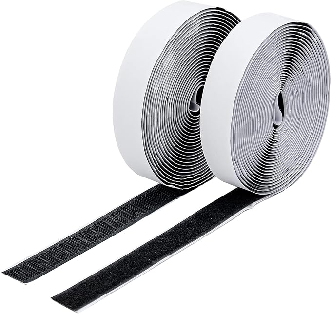 BRAVESHINE Black Industrial-Strength Self Adhesive Hook and Loop Roll - 0.8 Inch 16.5FT Double Sided Hook and Loop Strips Fasteners Tape for Sewing, Pedal Board, Mounting or Hanging Items