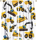 Kids Construction Equipment Window Curtains, Excavator Tractor Tow Truck Rod Pocket Decorative Windows Curtain for Children Teens Boys Girls Room Decor 52x84in (30% Blackout)