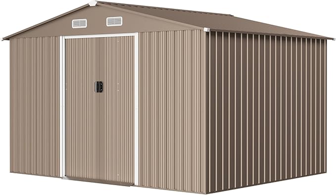 10FT x 8FT Metal Outdoor Storage Shed,Garden Sheds & Outdoor Storage w/Lockable Sliding Doors & Air Vent,Metal Shed for Backyard,Garden,Patio,Lawn